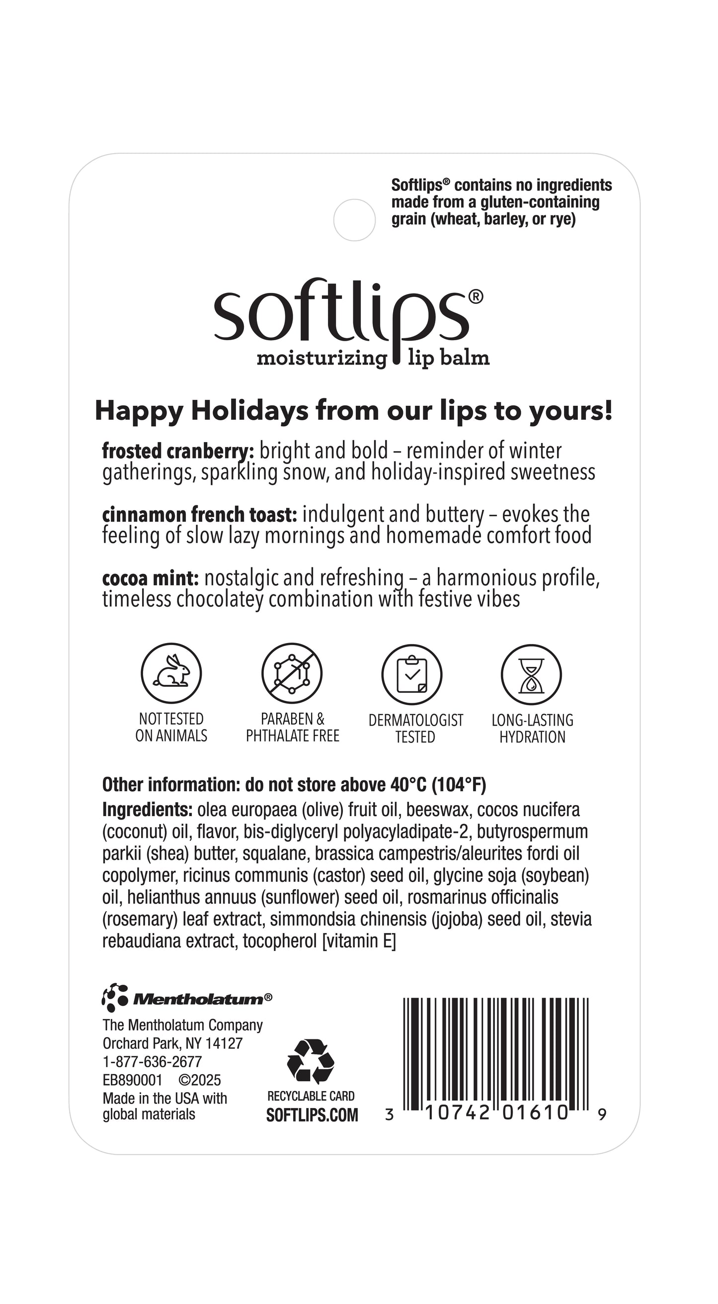 Softlips Moisturizing Lip Balm Holiday 3ct