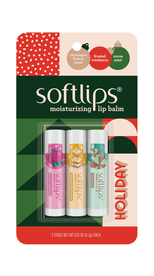 Softlips Moisturizing Lip Balm Holiday 3ct