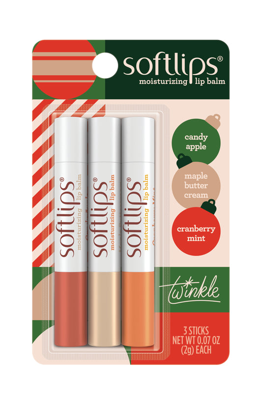 Softlips Holiday Twinkle Moisturizing Lip Balm 3ct
